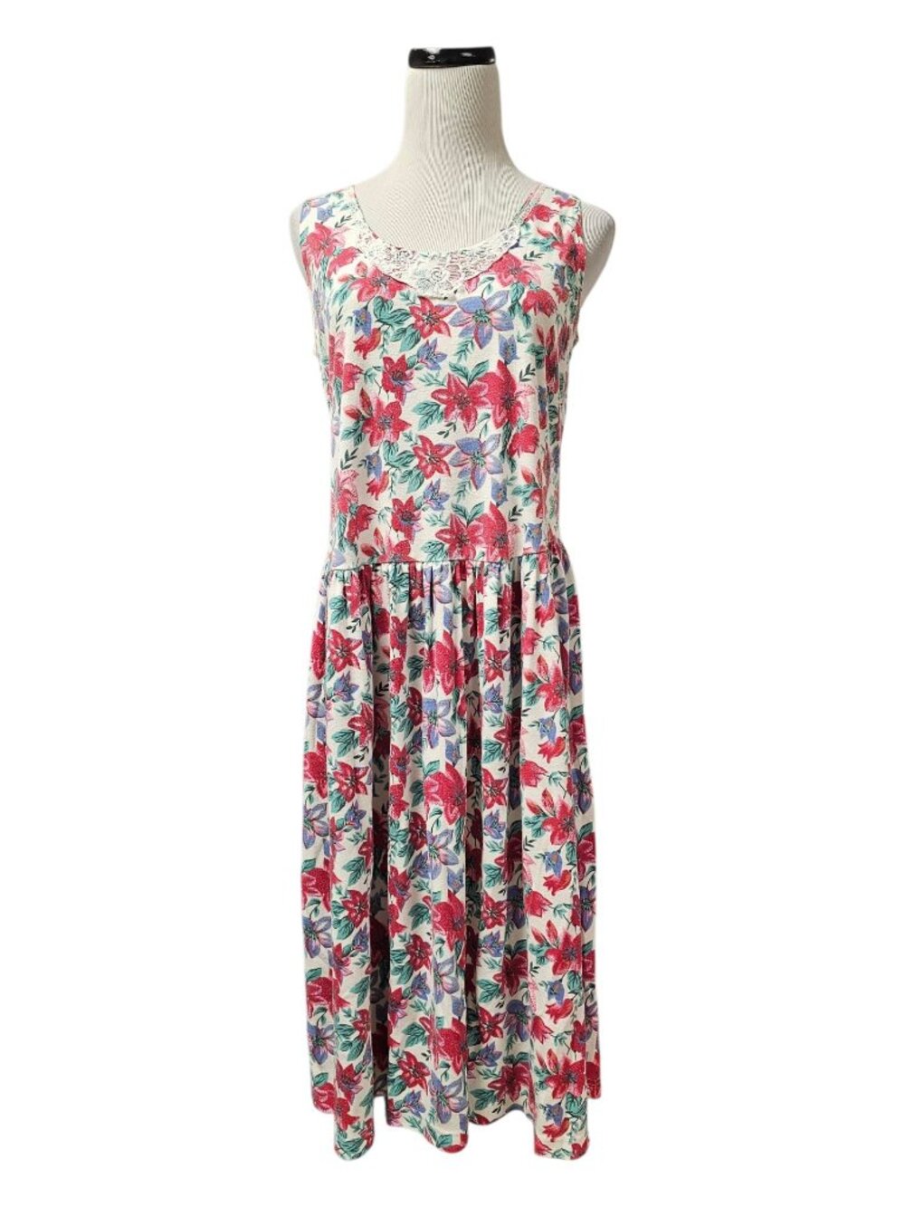 VTG 80s Bermuda Run  lily print cross-back dress